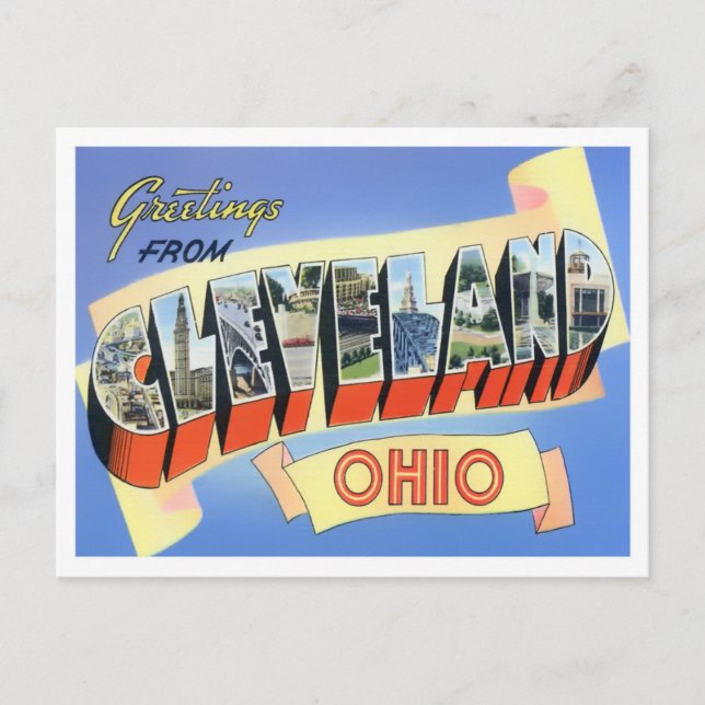 Carte postale Cleveland, Ohio Vintage Big Letters (Devant)
