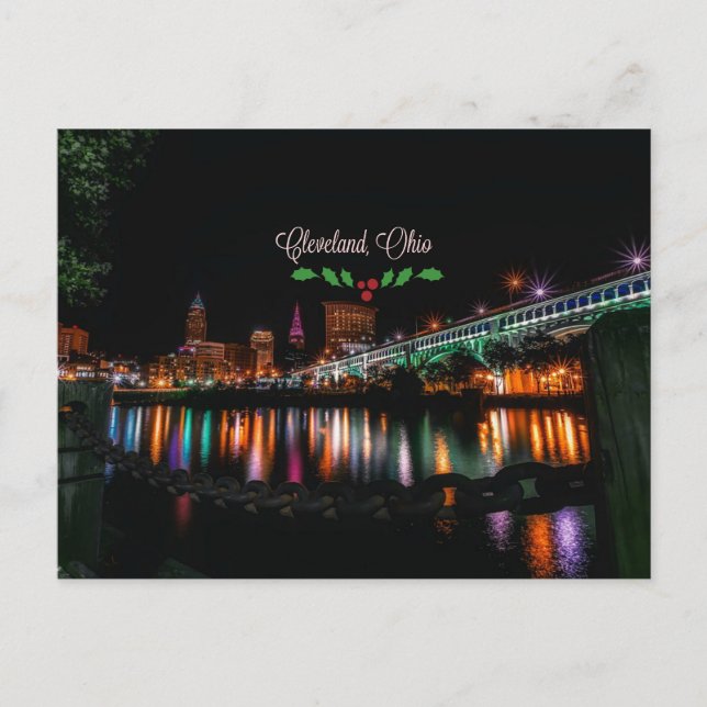 Carte Postale Cleveland, paysage urbain de l'Ohio, saint de Noël (Devant)
