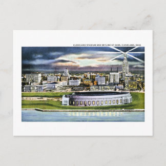 Carte Postale Cleveland Stadium Skyline à Dusk, Cleveland, Ohio