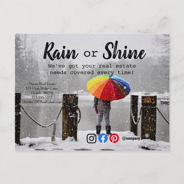 Carte Postale Clients de pluie référencement marketing immobilie (Devant)