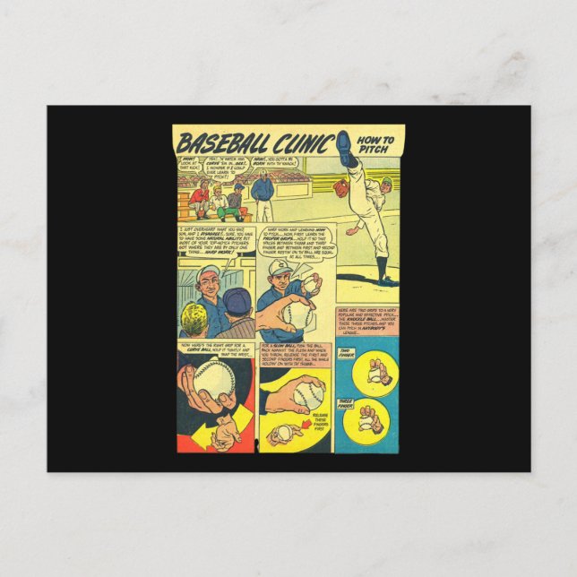 Carte Postale Clinique De Baseball Comic Book Comment Pitch (Devant)