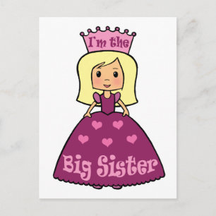 Carte Postale Clip de dessin Art mignonne Grande Soeur Princesse