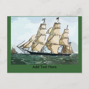 Carte Postale Clipper Ship Card ajouter du texte
