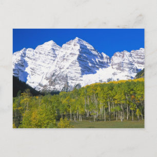 Carte Postale Clochers Maroon avec forêt de trembles en automne.