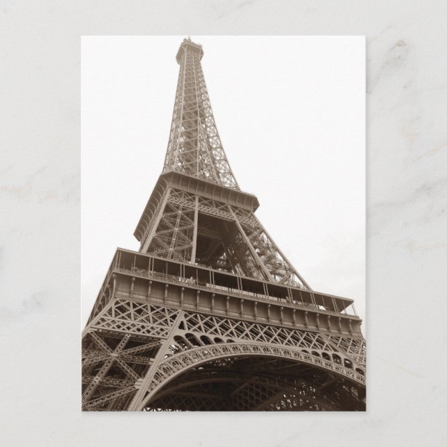 Carte Postale Closeup Sepia Eiffel Tower Love Paris Europe (Devant)