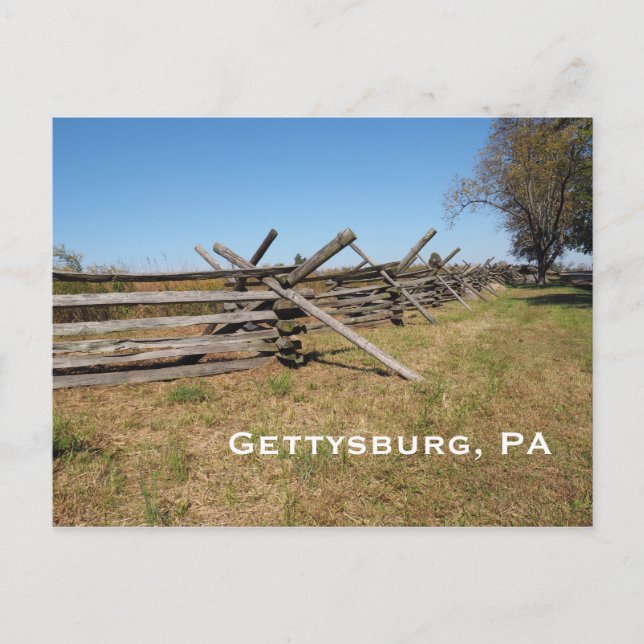 Carte Postale clôture en bois à Gettysburg PA (Devant)