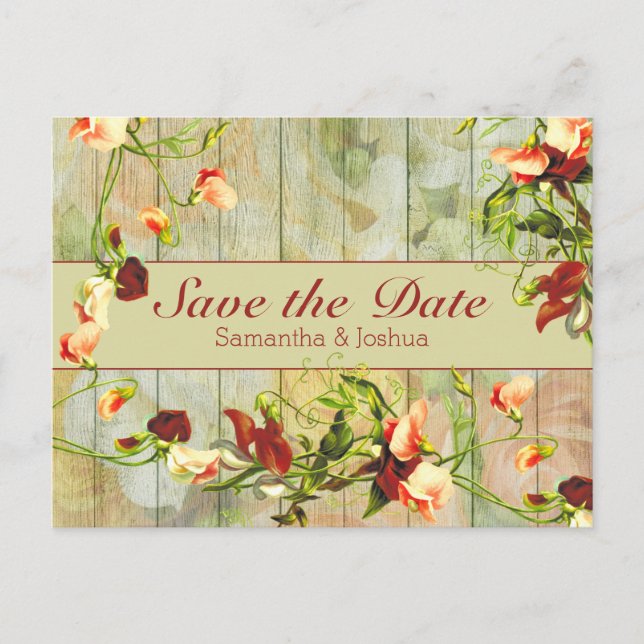 Carte Postale Clôture peinte avec fleurs de printemps (Devant)