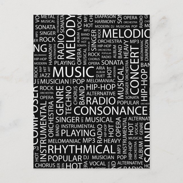 Carte Postale Cloud de mot motif MUSIQUE (Devant)