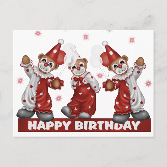 Carte postale Clown Anniversaire (Devant)