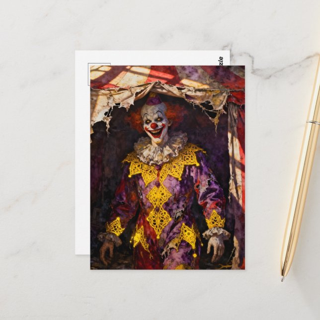 Carte Postale Clown at the Abandoned Circus (Devant/Arrière en situation)