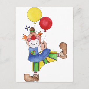 Carte Postale Clown avec ballons