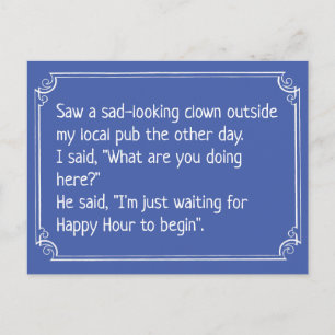 Carte Postale Clown drôle à la blague du pub