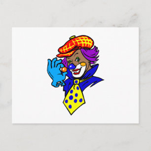 Carte Postale Clown en bois avec marbre
