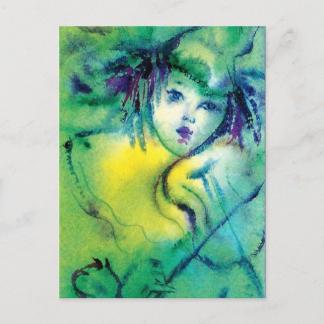 CARTE POSTALE CLOWN EN VERT (Devant)