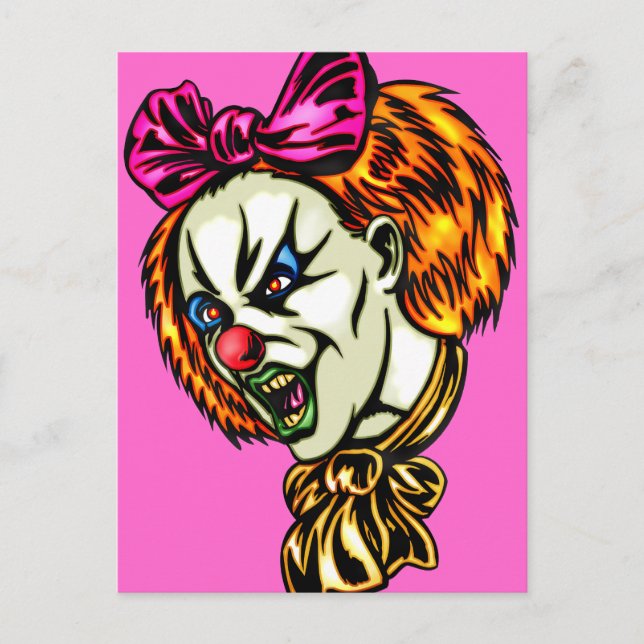 Carte Postale Clown féminin vicieux (Devant)