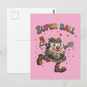 Carte Postale Clown Super Balle Drôle Personnage de Balle de Foo