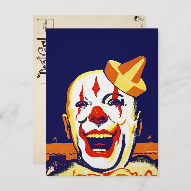 Carte postale Clown vintage (Devant / Derrière)