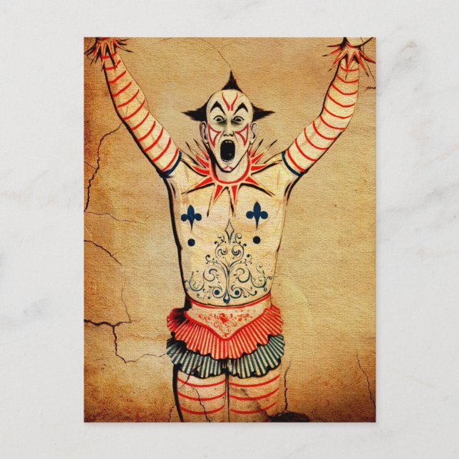 Carte Postale Clown Vintage effrayant (Devant)