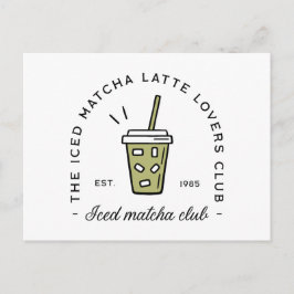 Carte Postale Club amoureux de latte matcha glacé esthétique