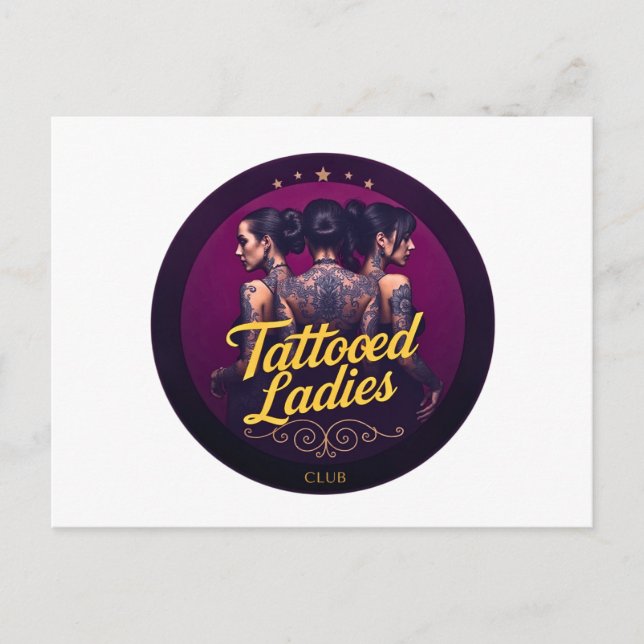 Carte Postale Club Dames Tatouées, Violet (Devant)