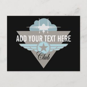 Carte Postale Club d'avion militaire - Votre texte ici
