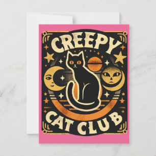 Carte Postale Club de chat déplaisant - Conception de chat Noir