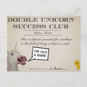 Carte Postale Club de succès à deux licornes