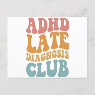 Carte Postale Club drôle de diagnostic tardif de TDAH Cadeau de 