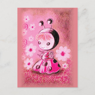Carte Postale Coccinelle en robe