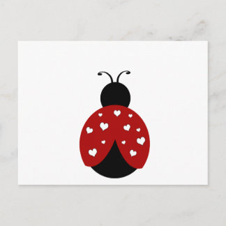 Carte Postale Coccinelle noire et rouge de coeur
