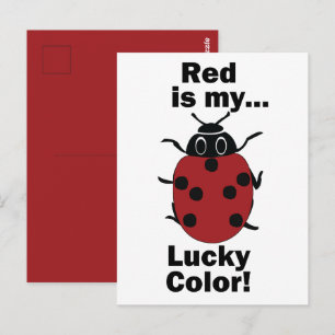 Carte Postale Coccinelle Rouge est ma couleur porte-bonheur drôl