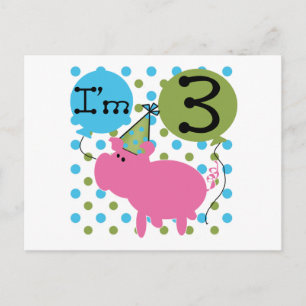 Carte Postale Cochon 3ème anniversaire Tshirts et cadeaux