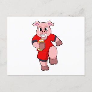 Carte Postale Cochon au sport de football