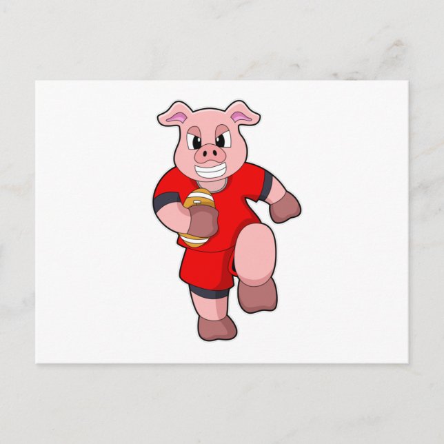 Carte Postale Cochon au sport de football (Devant)