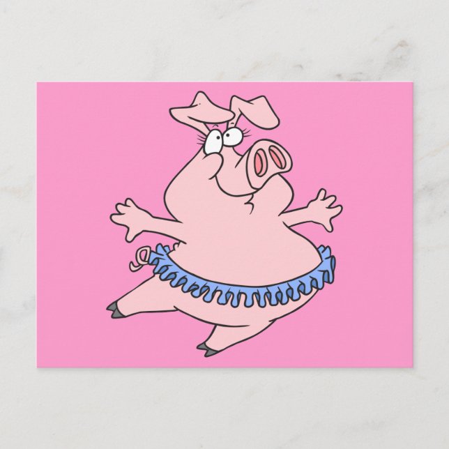 Carte Postale cochon de ballet dans un cochon tutu (Devant)