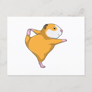 Carte Postale Cochon de Guinée au Yoga Exercice d'étirement