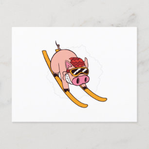 Carte Postale Cochon de skieur