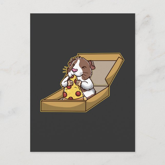 Carte Postale Cochon d'Inde amateur de pizza Animal Rongeur Mign (Devant)
