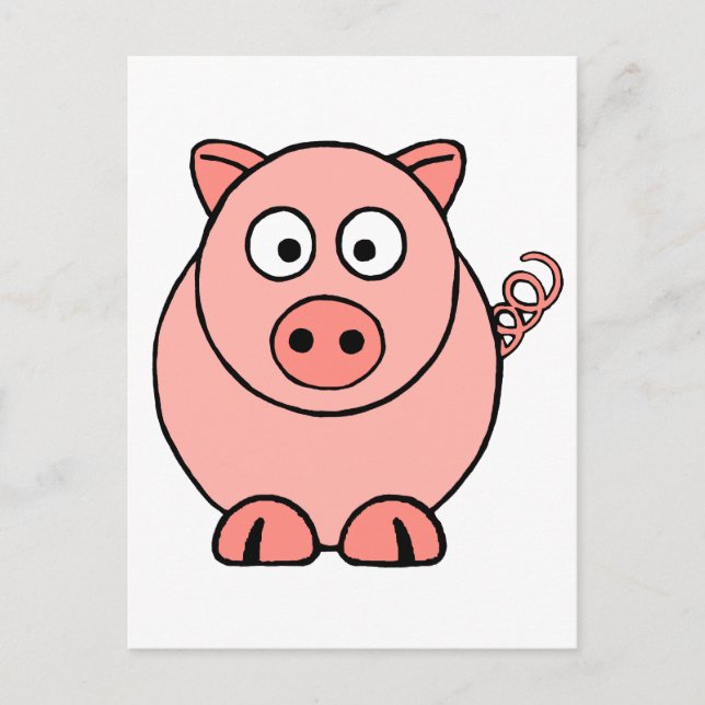Carte Postale Cochon rose (Devant)