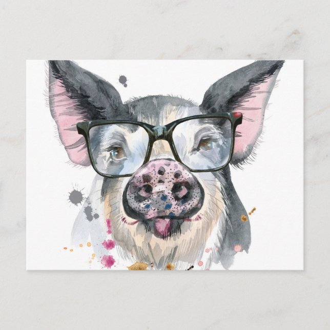 Carte Postale Cochon tendance (Devant)