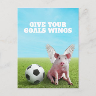 Carte Postale Cochon Volant Rose Football Citation Inspirante Dr