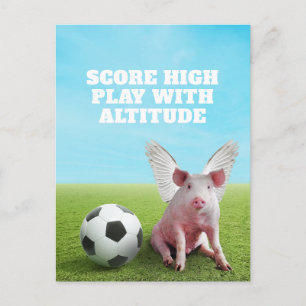 Carte Postale Cochon Volant Rose Football Citation Inspirante Dr