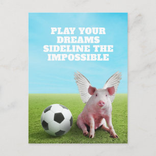 Carte Postale Cochon Volant Rose Football Citation Inspirante Dr