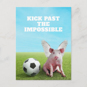 Carte Postale Cochon Volant Rose Football Citation Inspirante Dr