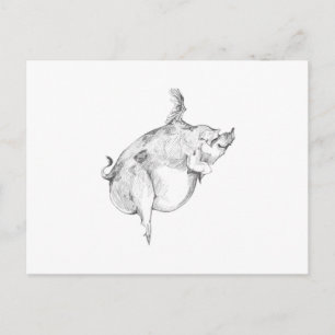 Carte postale cochons volants