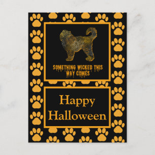 Carte Postale Cockapoo Chien Silhouette Amusant Orange Halloween