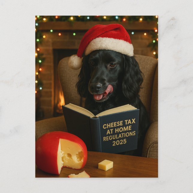 Carte Postale Cocker spaniel  'Cheese Tax' Christmas postcard (Devant)