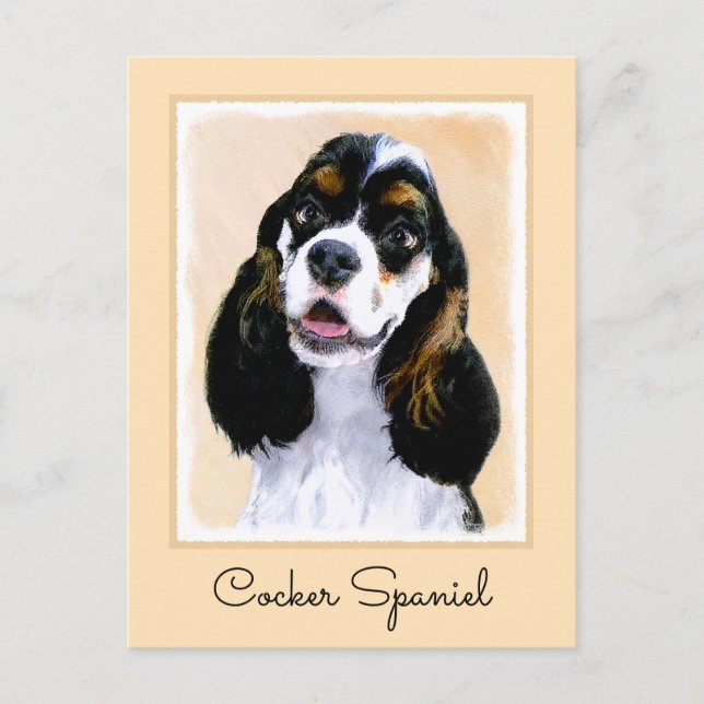 Carte Postale Cocker Spaniel (Parti) Peinture - Art Chien origin (Devant)
