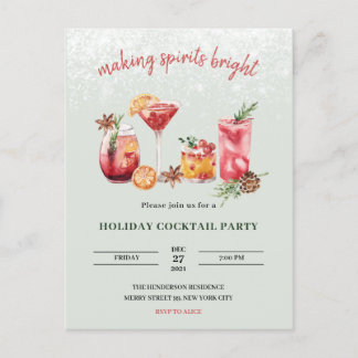 Carte Postale Cocktail de Noël Invitation