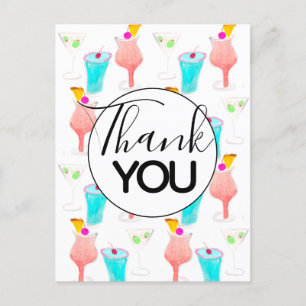 Carte Postale Cocktail Margarita motif aquarelle Merci